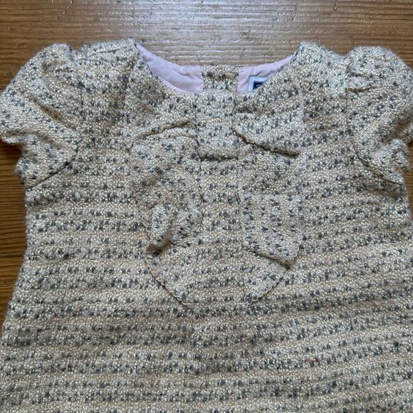 Janie and Jack pink gray tweed ruffle front dress SIZE 12M - Picture 2 of 4